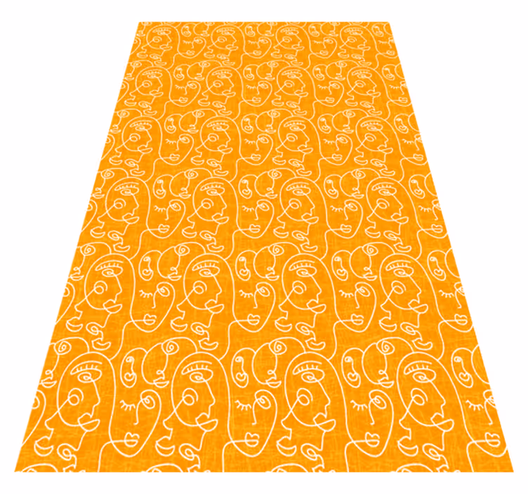 Alfombra vinílica textura mujeres dibujadas en naranja - TenVinilo