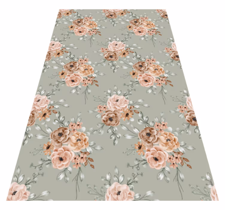 Alfombra vinílica vintage rosas vintage sobre fondo verde menta - TenVinilo