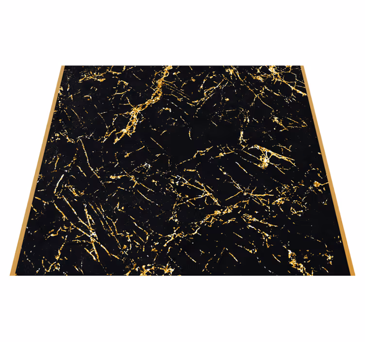 Alfombra vinílica textura mármol negro y dorado - TenVinilo