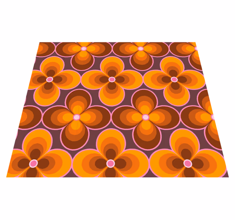 Alfombra vinílica vintage con patrón de flores retro - TenVinilo