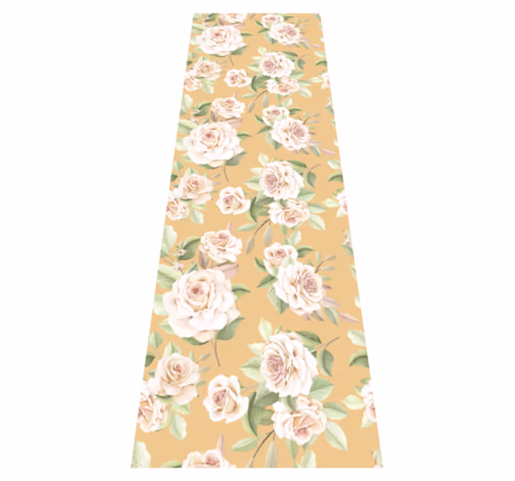 Alfombra vinílica vintage patrón provincial francés rosas - TenVinilo