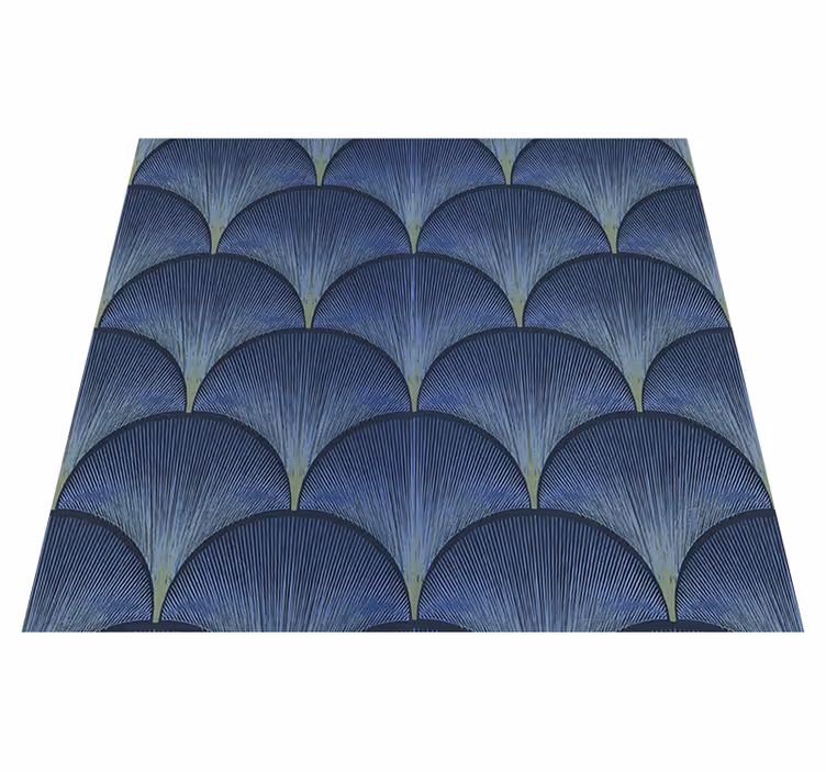 Alfombra vinílica vintage fans azules art déco 1920 - TenVinilo