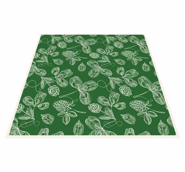 Alfombra vinílica vintage patrón ramas de magnolia verde - TenVinilo