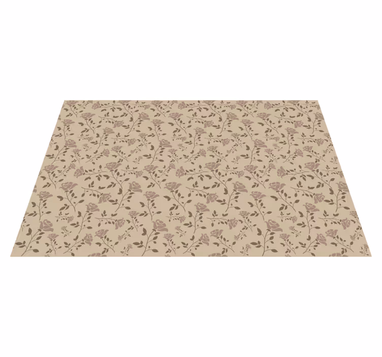 Alfombra vinílica vintage patrón rosa vintage marrón - TenVinilo