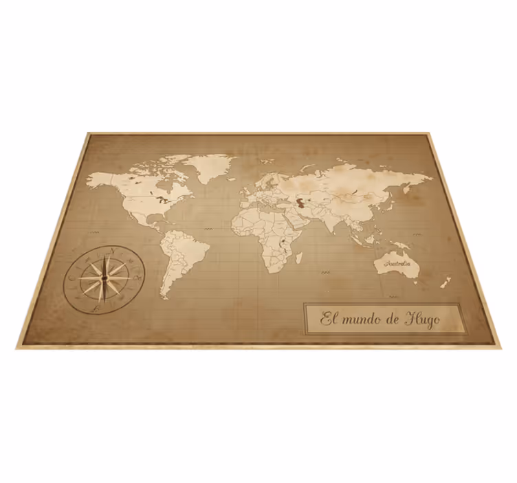 Alfombra vinílica mapamundi vintage personalizado - TenVinilo