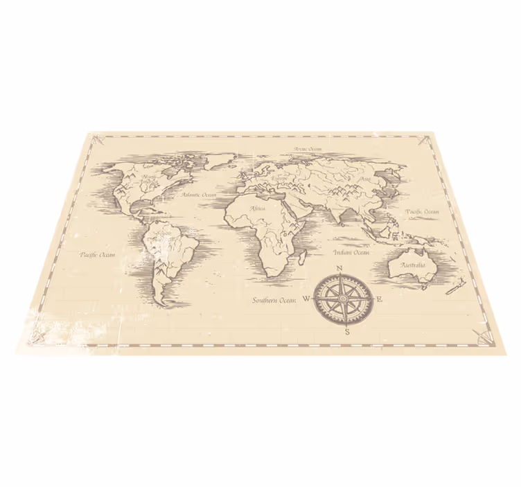 Alfombra vinílica mapamundi mapa mundi vintage - TenVinilo