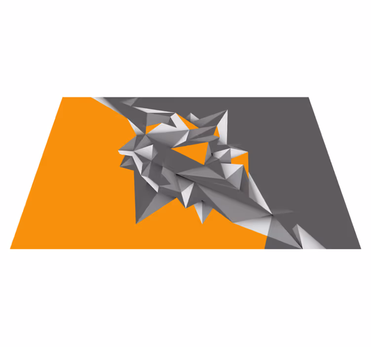 Alfombra vinílica geométrica en tonos gris y naranja - TenVinilo