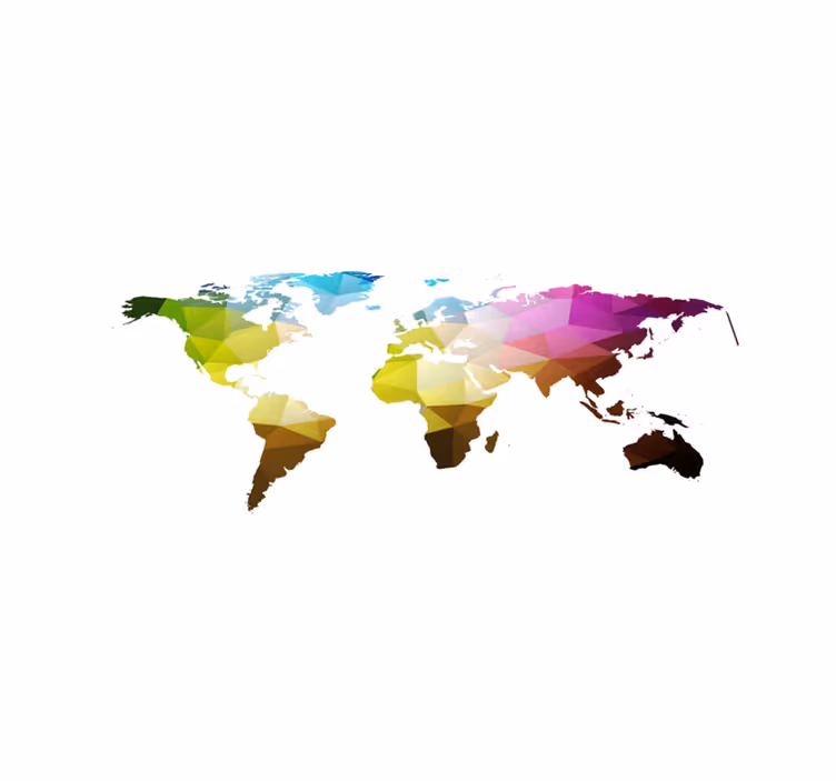 Alfombra vinílica geométrica mapa mundial triángulo - TenVinilo