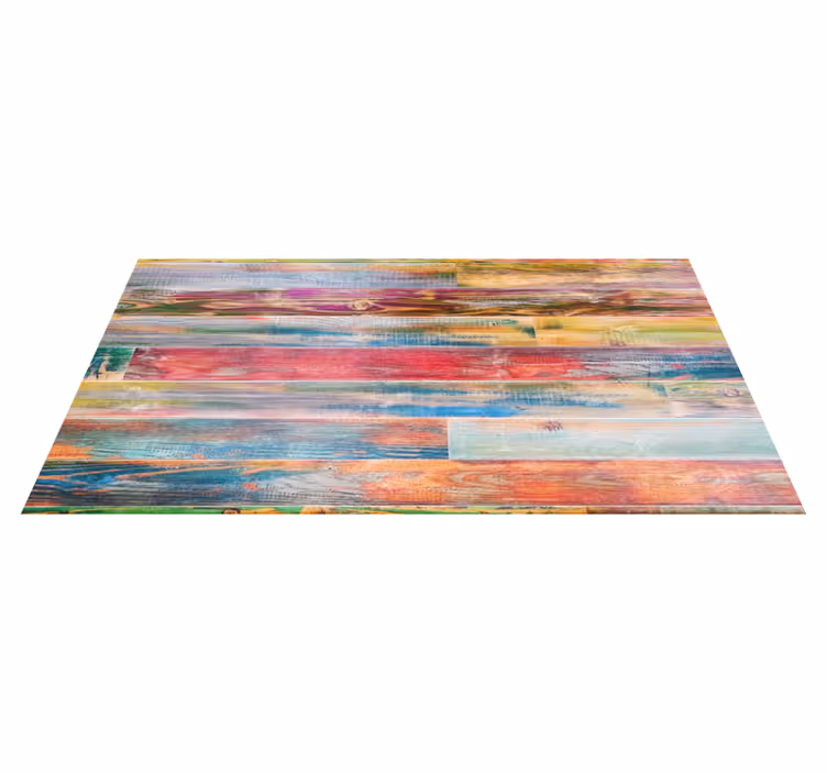 Alfombra vinílica entrada tablones de madera colores - TenVinilo