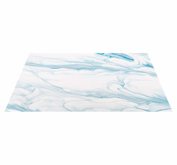 Alfombra vinílica entrada mármol azul claro y blanco - TenVinilo