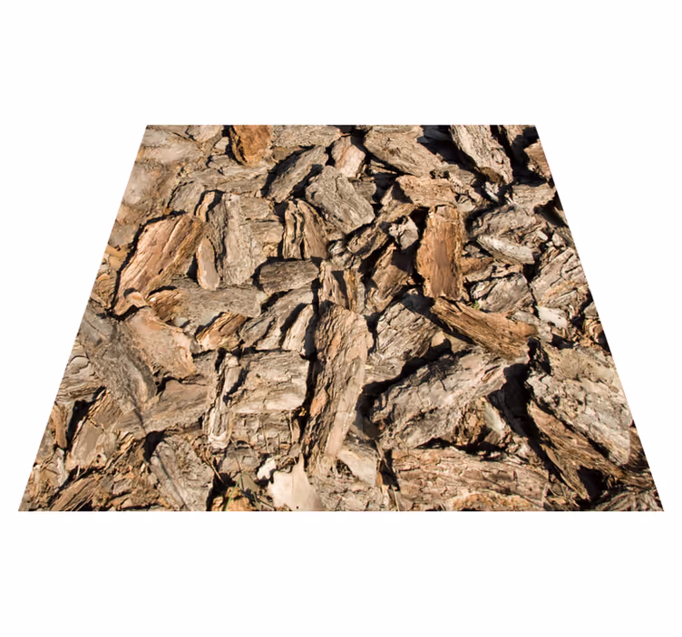 Alfombra vinílica entrada corteza de árbol rústica marrón - TenVinilo