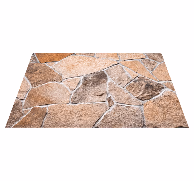 Alfombra vinílica entrada ladrillos de piedra marrón claro - TenVinilo