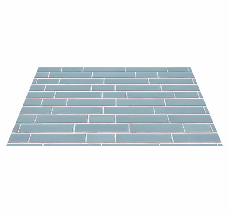 Alfombra vinílica entrada patrón de ladrillos azul claro - TenVinilo