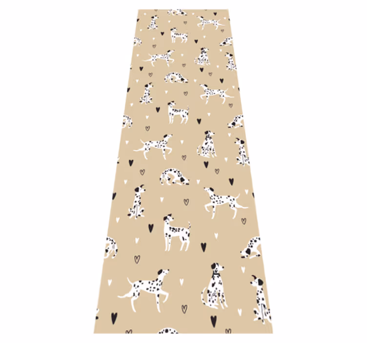 Alfombra vinilo salón patrón de perros dibujados beige - TenVinilo