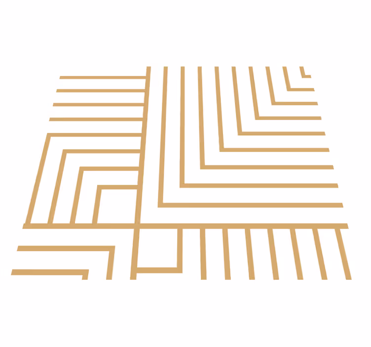 Alfombra vinilo salón geometría blanca y dorada - TenVinilo