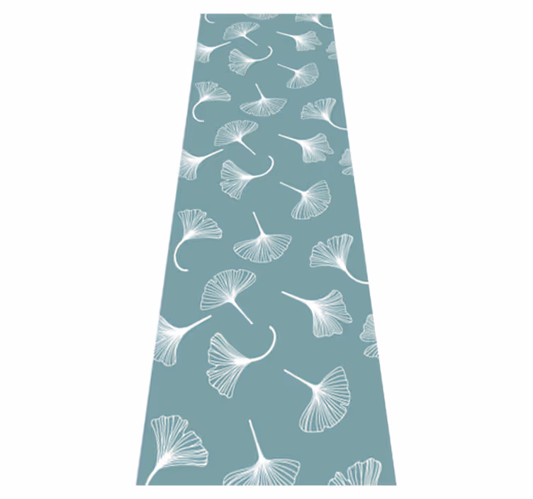 Alfombra vinilo salón patrón de hojas de ginkgo azul claro - TenVinilo