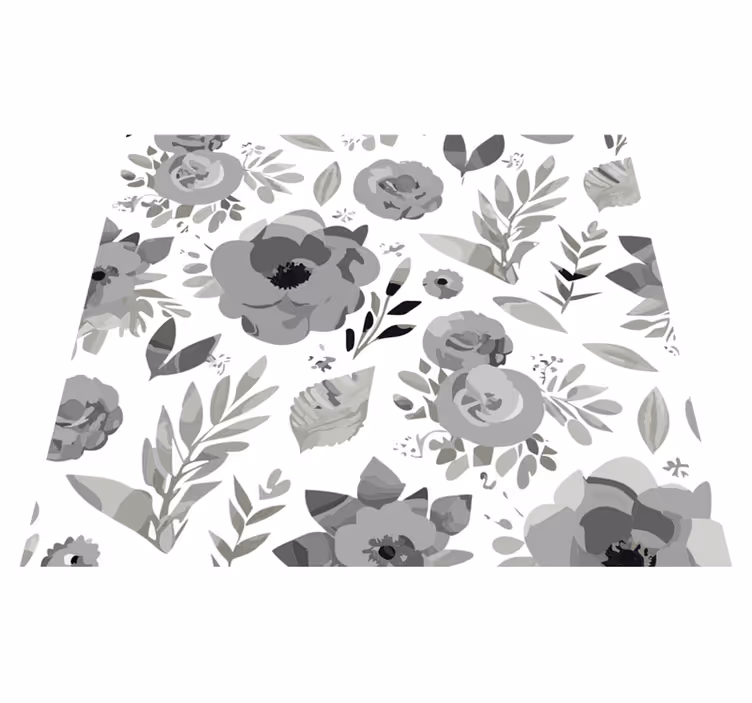 Alfombra vinílica gris flores aquarella - TenVinilo
