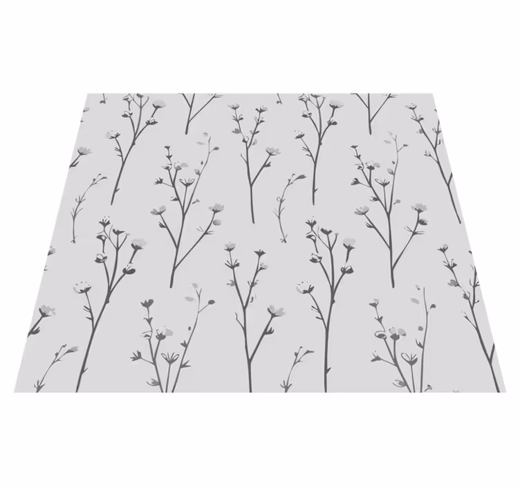 Alfombra vinílica gris con patrón de árbol de algodón - TenVinilo