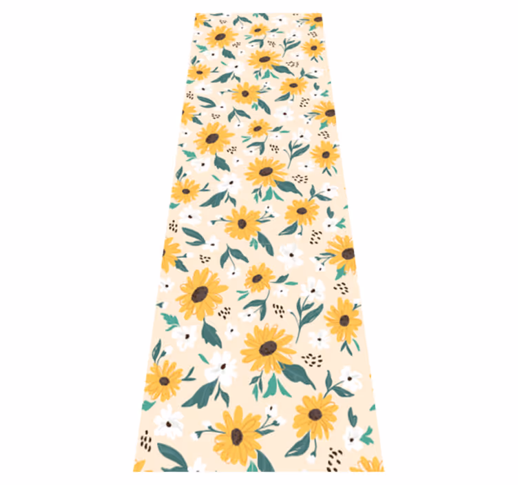 Alfombra vinilo pasillo fondo beige girasol - TenVinilo