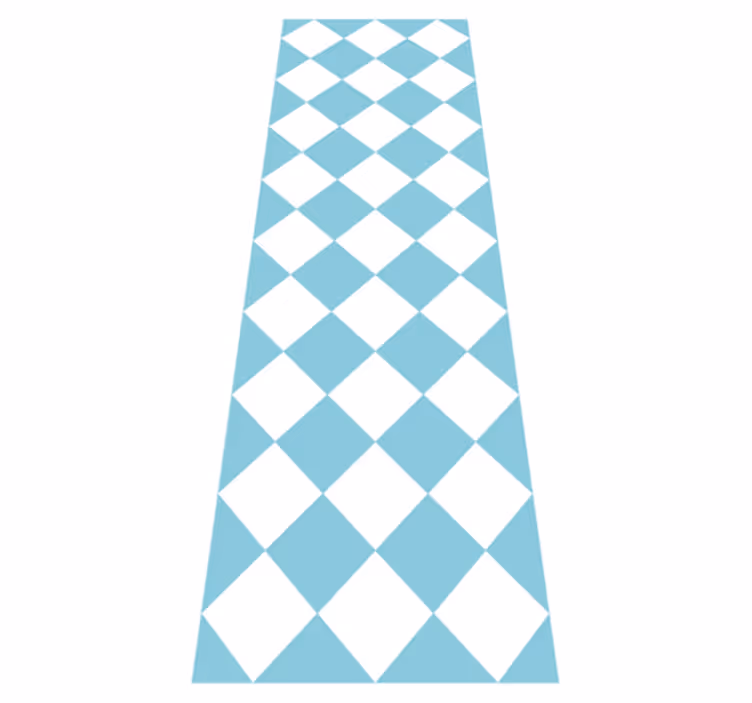 Alfombra vinilo pasillo diseño a cuadros azul y blanco - TenVinilo