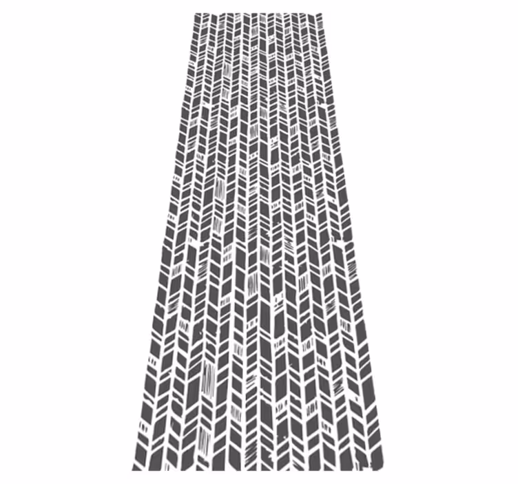 Alfombra vinilo pasillo patrón tribal blanco y negro - TenVinilo