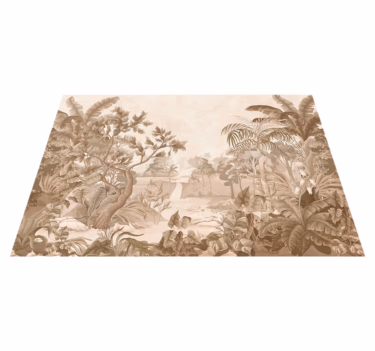 Alfombra vinilica beige vistas de una selva tropical - TenVinilo