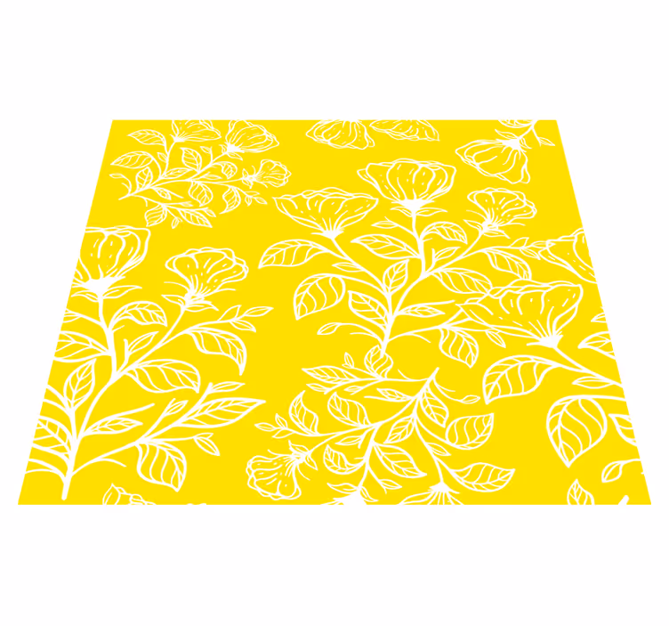 Alfombra vinilo amarilla con diseño de flores - TenVinilo
