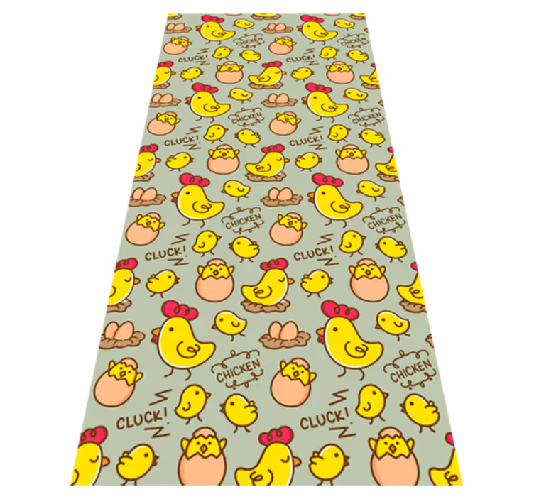 Alfombra vinilo amarilla cortinas con patrón de huevos - TenVinilo