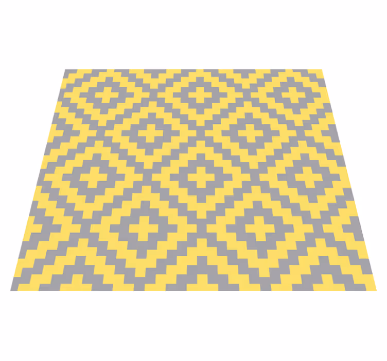 Alfombra vinilo amarilla patrón triángulos gris y amarillo - TenVinilo