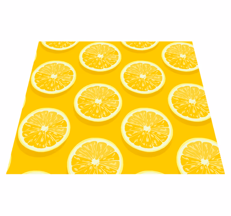 Alfombra vinilo amarilla limones en rodajas - TenVinilo