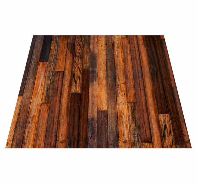Alfombra vinílica marrón tablones de madera rústica - TenVinilo