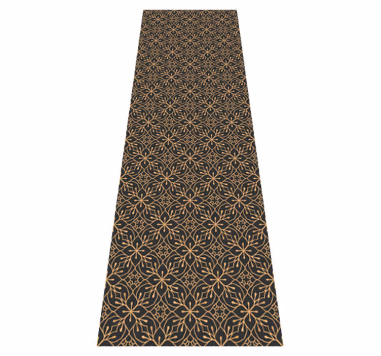 Alfombra vinílica marrón con patrón floral indio - TenVinilo