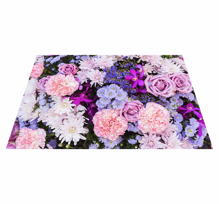 Alfombra vinílica morada fondo floral - TenVinilo