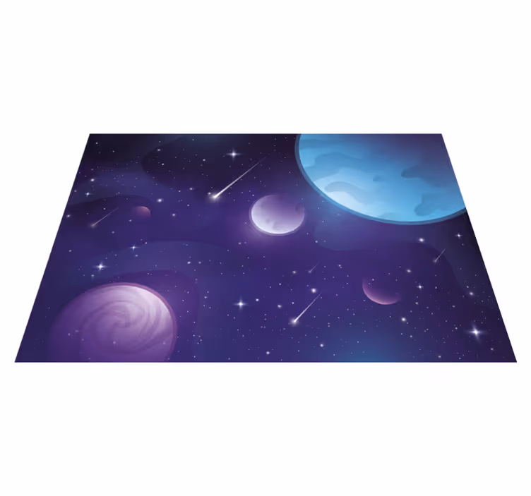 Alfombra vinílica morada espacio misterioso con estrellas - TenVinilo
