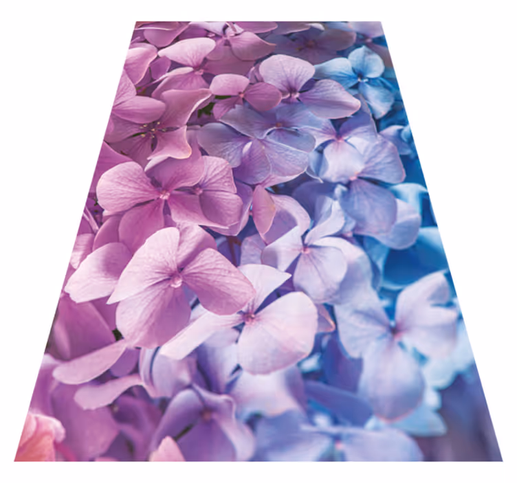 Alfombra vinílica morada muchas flores de hortensia - TenVinilo