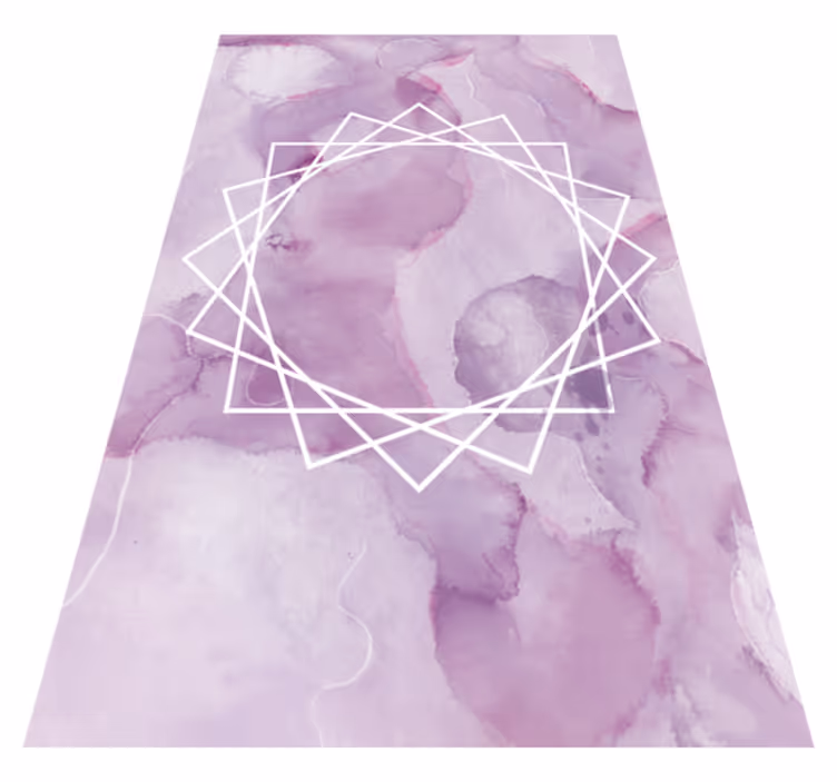 Alfombra vinílica morada con marco poligonal oscuro - TenVinilo