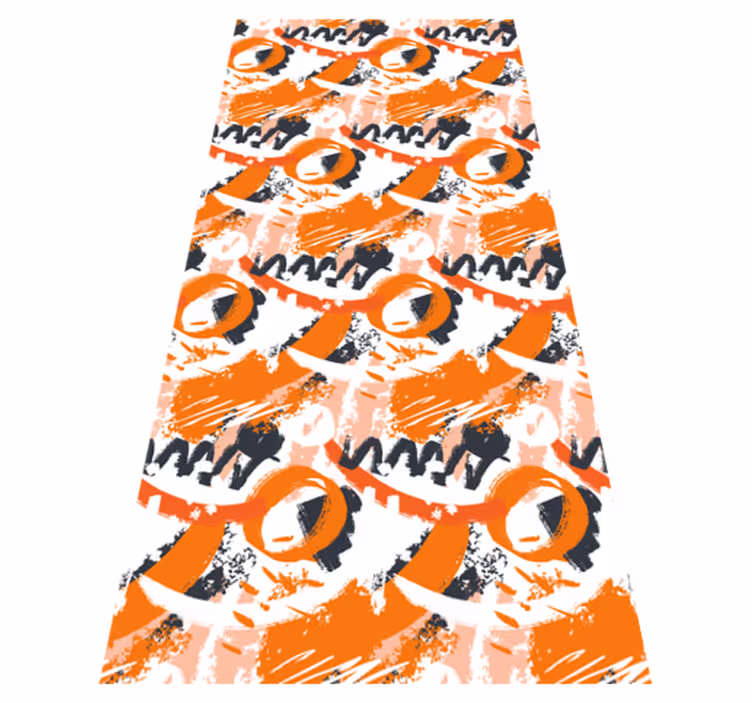 Alfombra vinílica naranja trazos de acuarela abstractos - TenVinilo