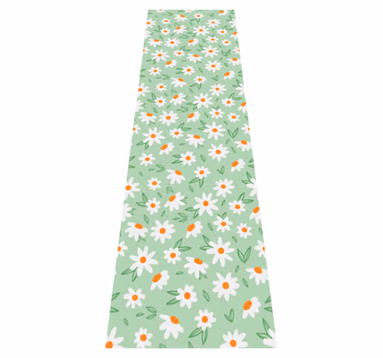 Alfombra vinílica verde flores de margarita - TenVinilo
