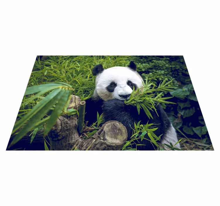Alfombra vinílica verde panda adorable - TenVinilo