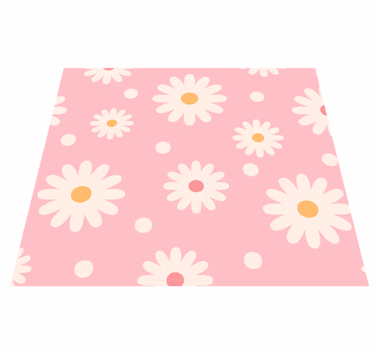 Alfombra vinilo exterior fondo rosa con margaritas - TenVinilo