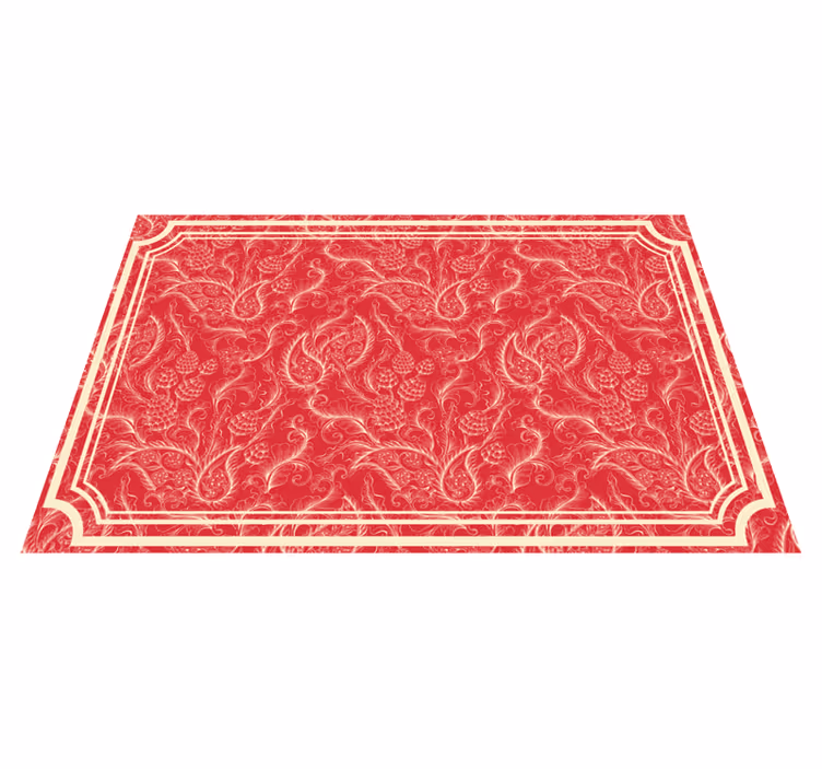 Alfombra vinílica roja ilustración de paisley - TenVinilo