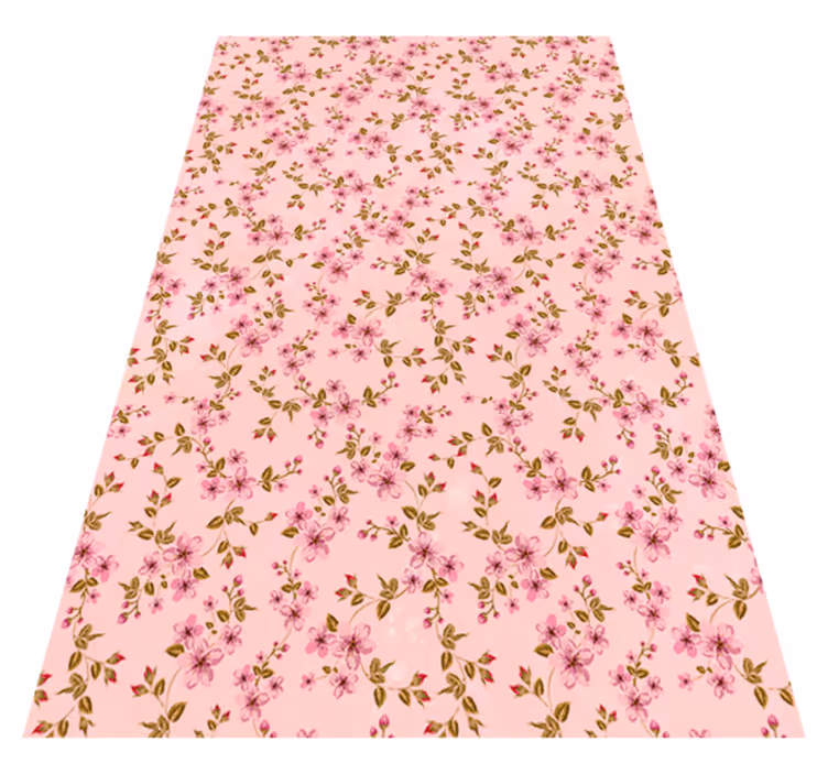 Alfombra vinílica rosa flores rosas acuareladas - TenVinilo