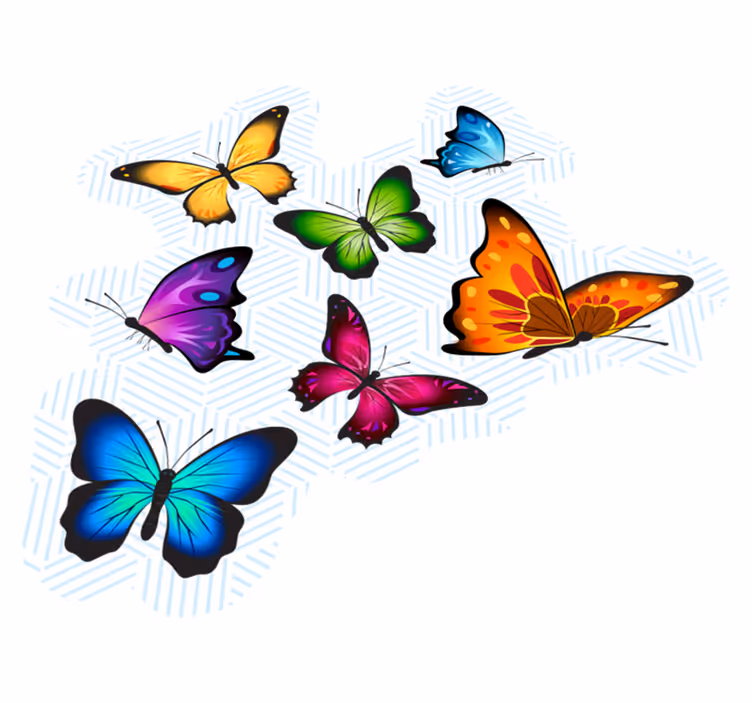 Alfombra vinílica animales mariposas volando back ground - TenVinilo