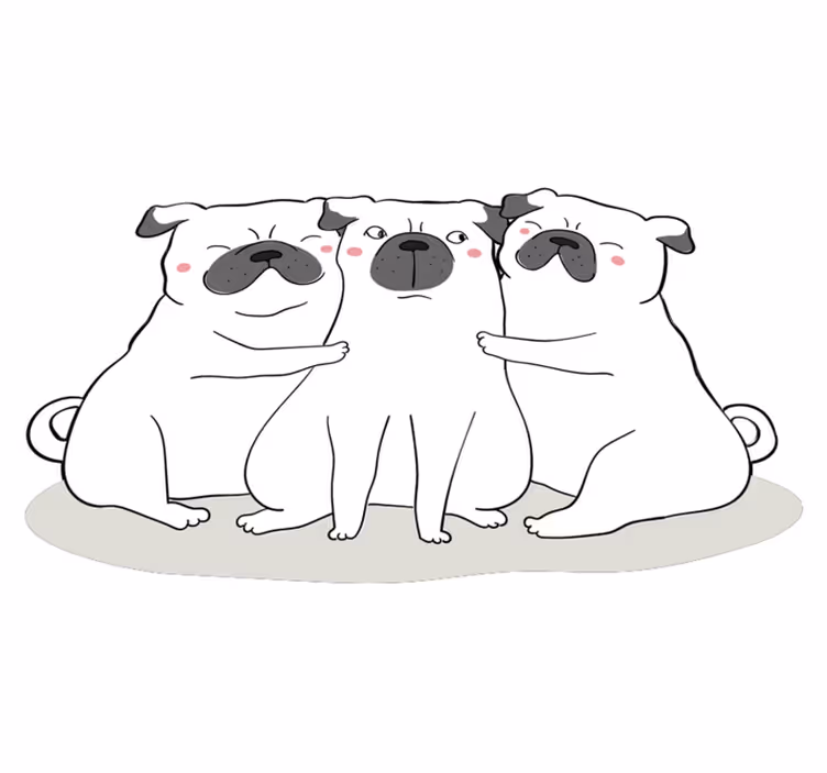 Alfombra vinilíca animales perro pug amigos - TenVinilo