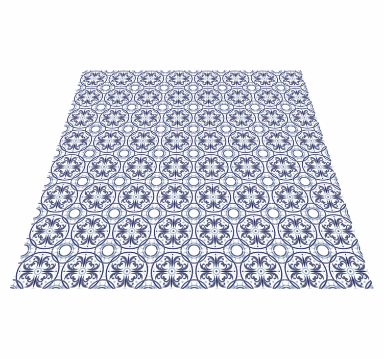 Alfombra hidráulica vinílica de azulejos azul - TenVinilo