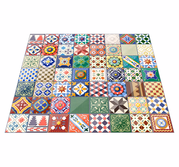 Alfombras hidráulica vinílica de azulejos colorido - TenVinilo