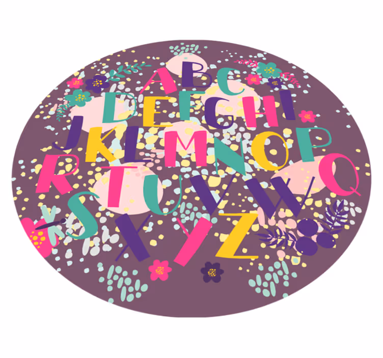 Alfombra vinílica infantil abecedario floral - TenVinilo