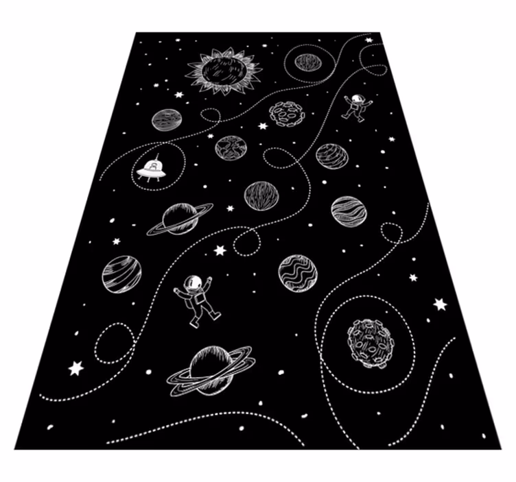 Alfombra vinílica infantil estrellas y planetas - TenVinilo