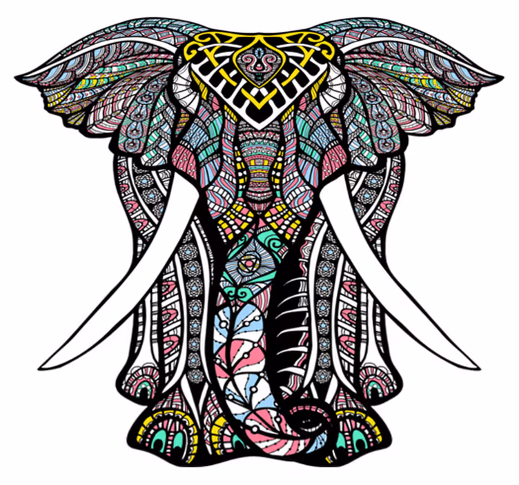 Alfombra vinílica animales elefante estilo mandala - TenVinilo