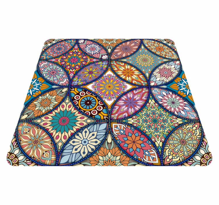 Alfombra vinílica cuadrada de mandalas a todo color - TenVinilo